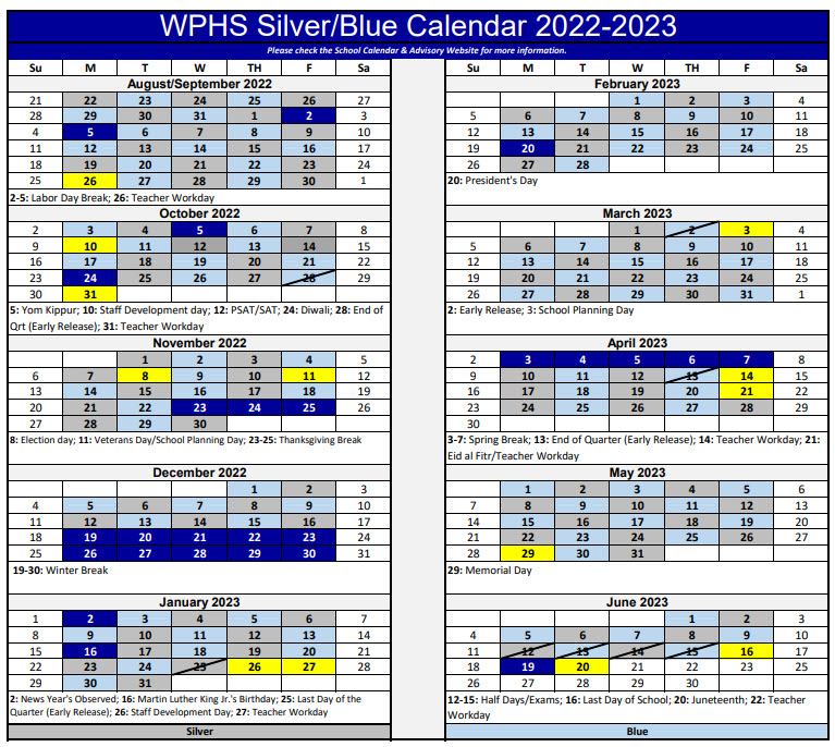 Silver Blue Day Calendar