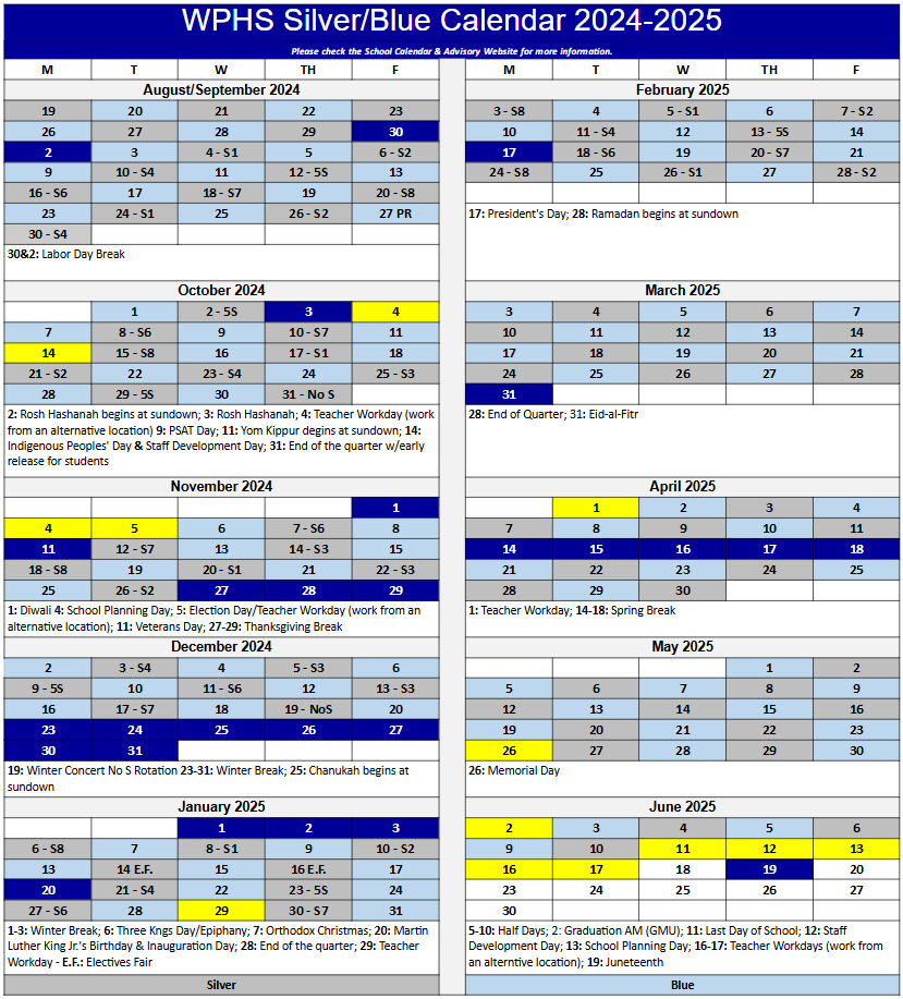 Silver/Blue Srotation Calendar